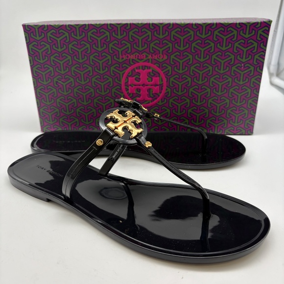 TORY BURCH Mini Miller Jelly Sandals Enamel Black - Picture 2 of 5